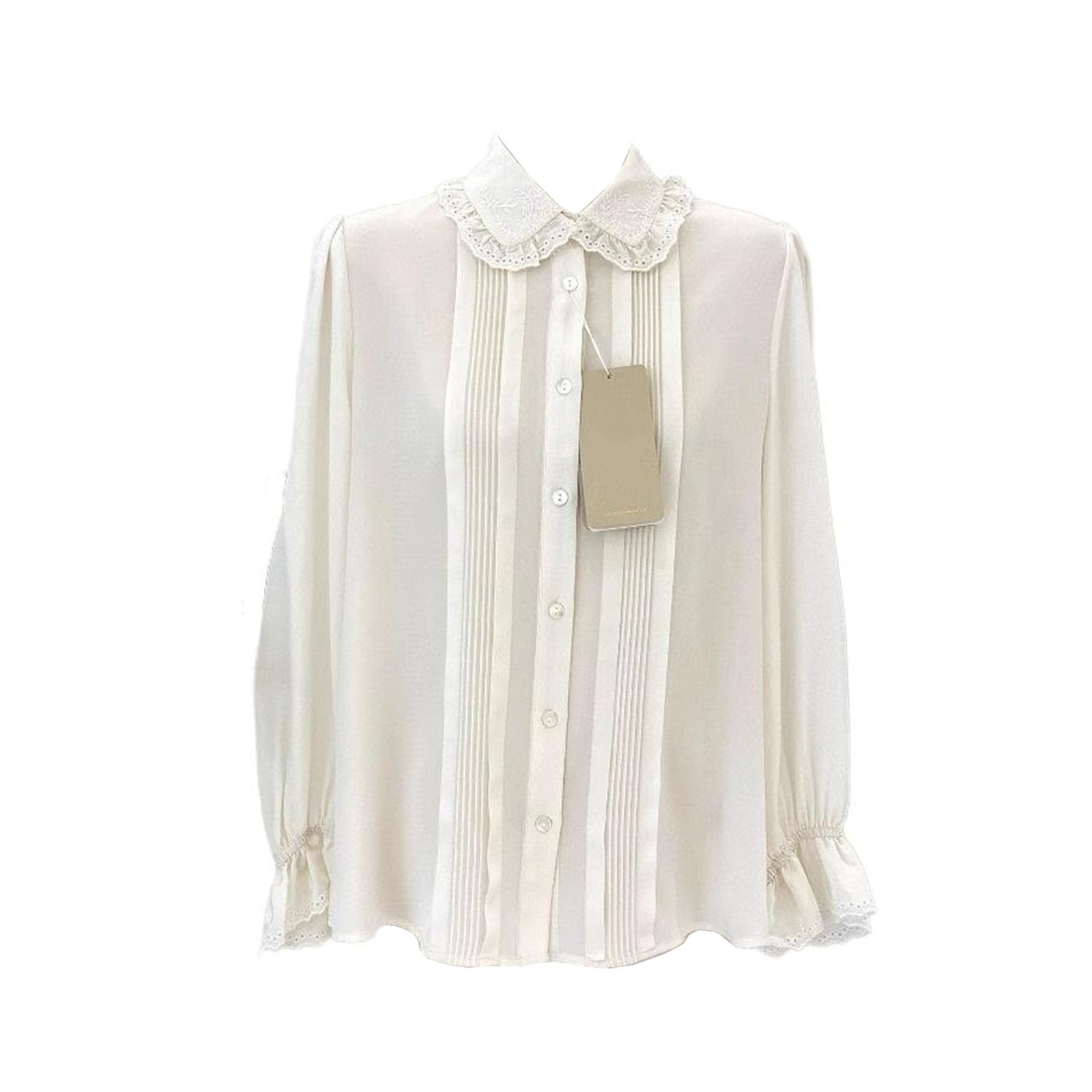 Women's Embroidered White Formal Silk Blouse for Women
