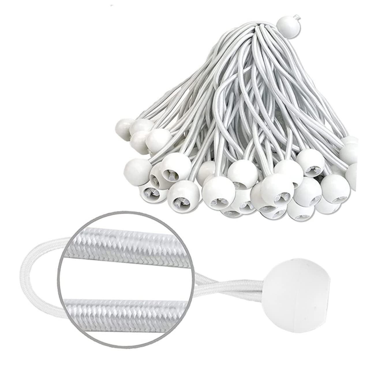 20 Pièces Cordons élastiques à Billes Zaplyte - 12 Cordons Résistants Avec Boules - Pour Tente, Bâche, Tenue - Noir
