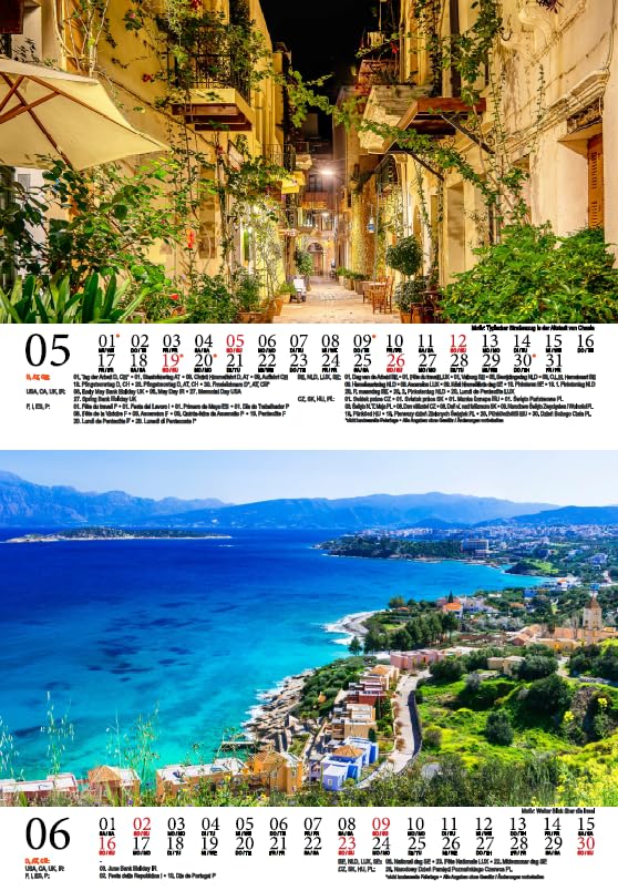 Travel Magic Crete DIN A5 Wall Calendar for 2024 Heraklion Greece Holiday Beach Sea Travel Seelenzauber, multicoloured - Image 4