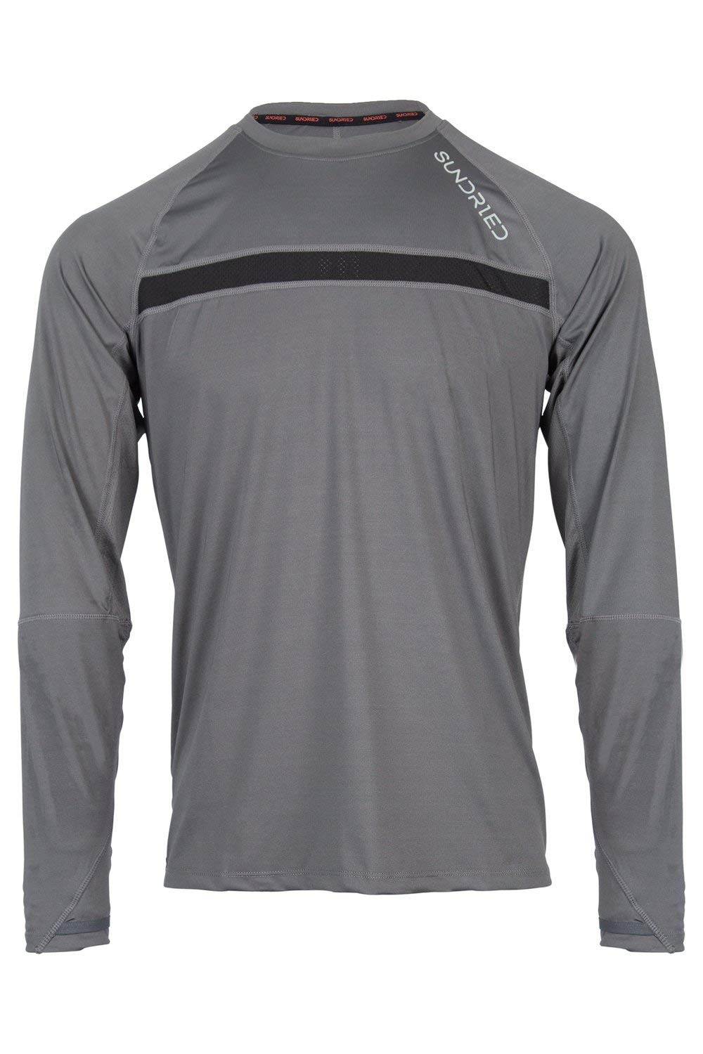 Men's Grey Lighweight Vented Base Layer Running Top with Thumb Holes