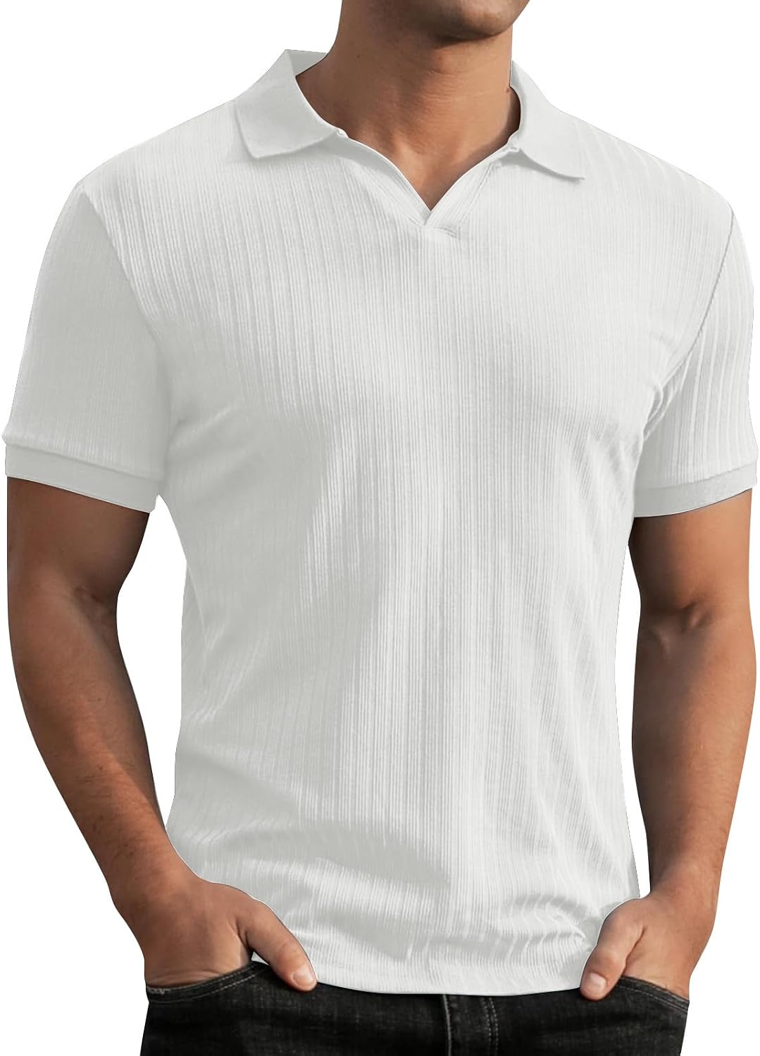 Men's Golf Shirts, Short Sleeve Solid Shirt Casual Polo Shirts for Men, S-3XL