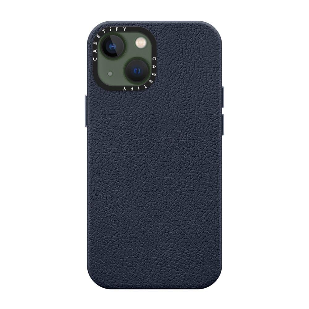 CASETiFY Funda de piel para iPhone 13 Mini [protección contra caídas de 5 pies/compatible con Magsafe] - Azul marino