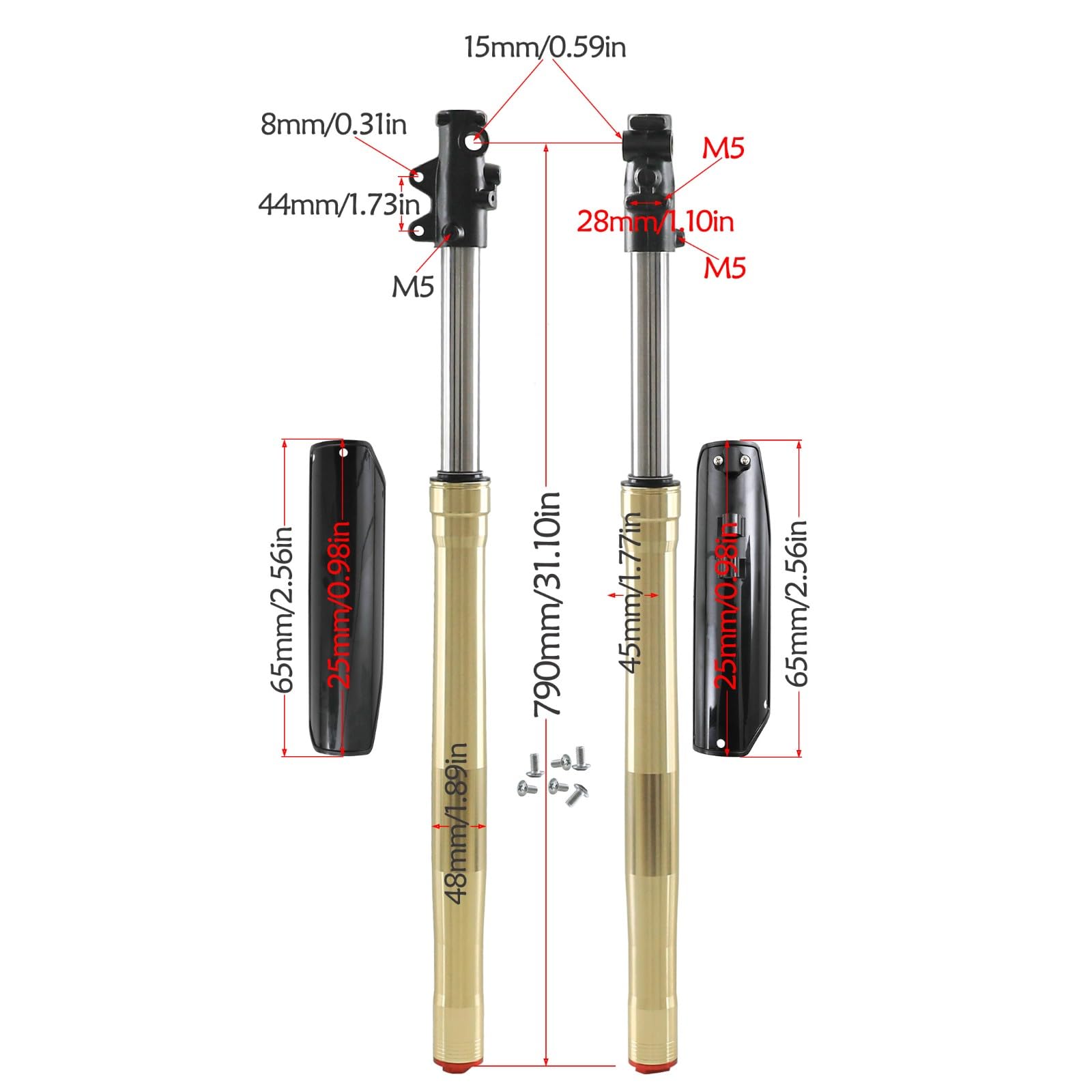 Amazon.com: YC Yier 15mm Axle 45/48mm 790mm Front Forks Suspension