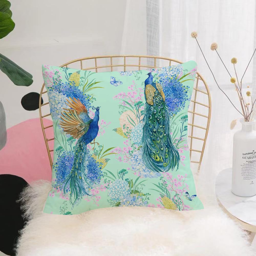 HYOSXW Cushion Cover,Throw Pillow Case Home Decorative for Living Room Bedroom Sofa Chair 16X16 Inch,peacocks flowers seamless pattern watercolor illustration for fashion fabric de,Pillowcase 40X40cm