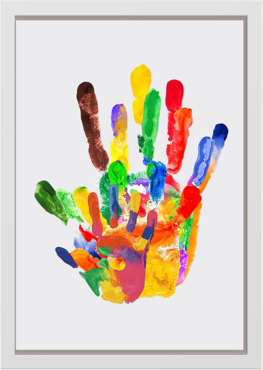 Clear Family Handprint Kit DIY Handmade Keepsake Wooden Frame with 6 Paints Pen Eraser Paintbrush Non-Marking Nails Newborn Baby and Footprint