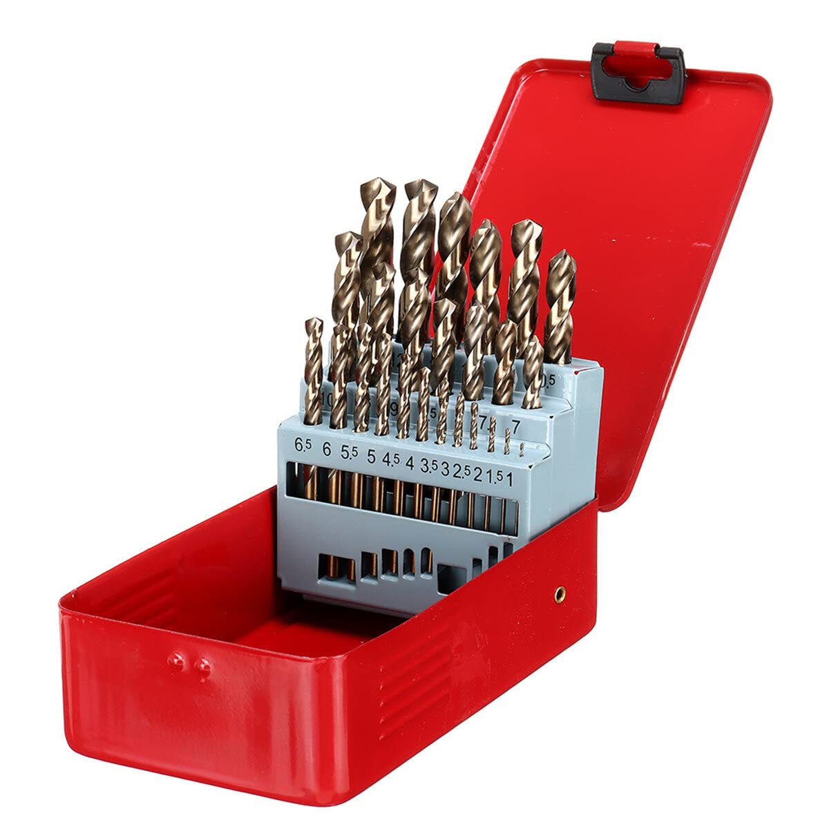 VIDOO 13/19/25 SZT HSS 1-13mm M35 Zestaw Wierteł Kobaltowych Kręte do Metalu Stali-25Sztuk