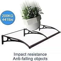 Vista 5 de Toldo para ventana de exterior, con barra de aluminio y soporte de aleación de aluminio, toldo de entrada para puerta de jardín, toldo de entrada