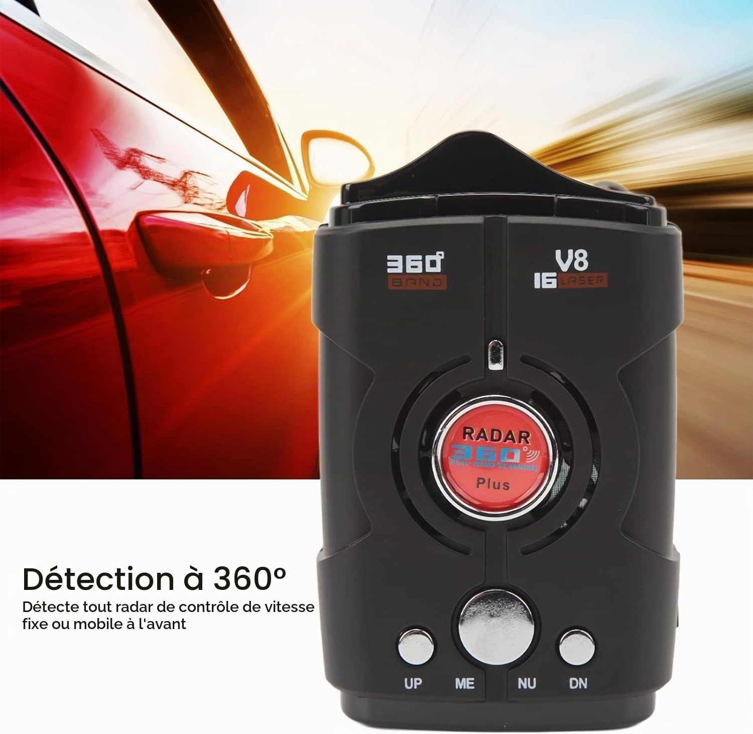 Détecteurs De Radars, Détecteur De Radar Pour Voitures, Détecteur Laser/radar, Portée Extrême, Alertes Vocales, Alertes De Radars À Lumière Rouge, Écran OLED, Système D'alerte De Vitesse Du Véhicule