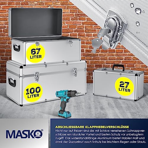Masko® 3er SET Alu Boxen | Alubox | Alukiste | Werkzeugkoffer | Werkzeugkasten | Transportbox | Werkzeugkiste | Lagerbox NEU Werkzeug Box |