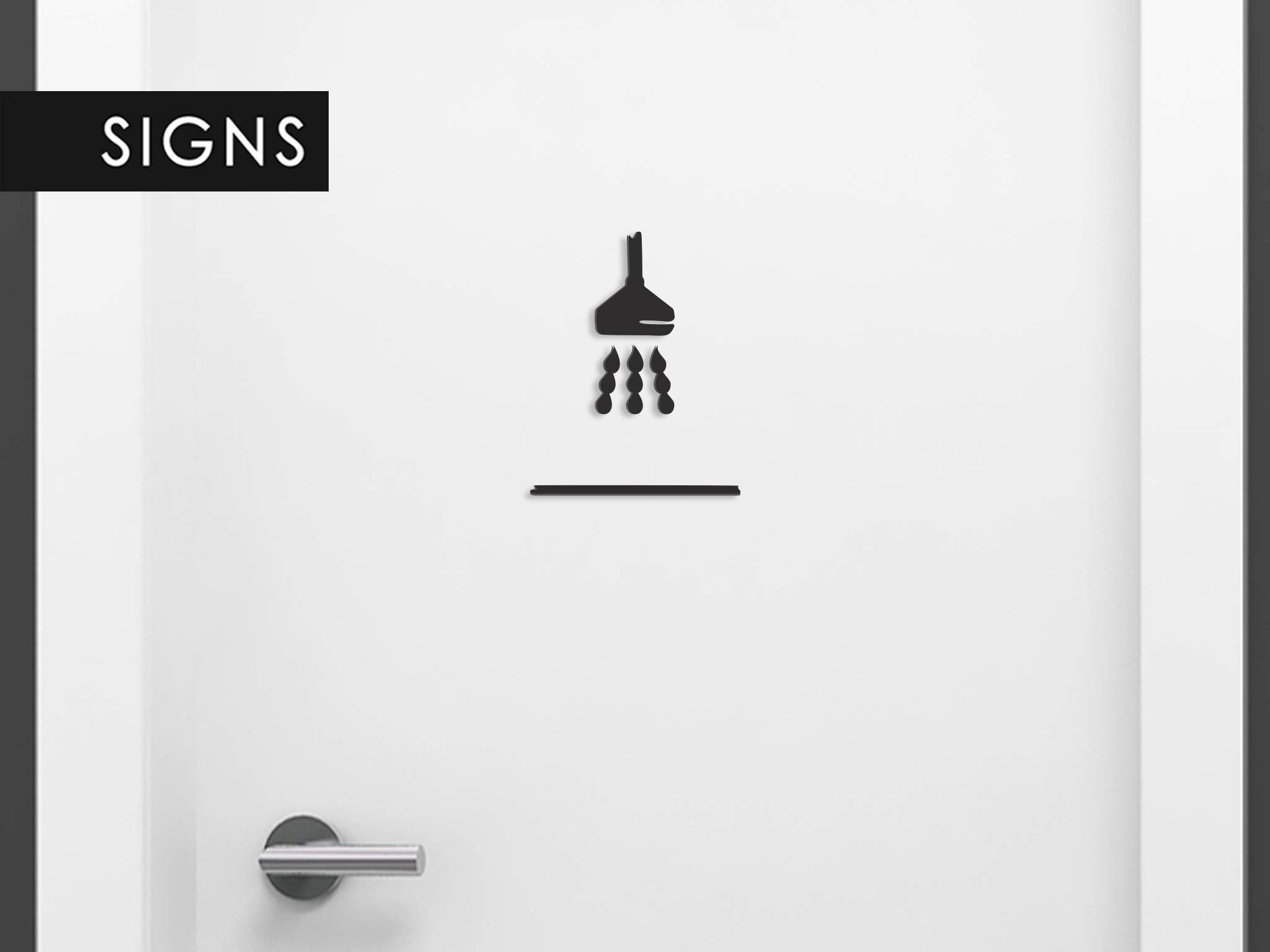 SIGNS - Repujado cartel baño puerta (15 cm) SA117, en relieve, señales adhesivas. Cartel baño hombre mujer ducha - Placas de retretes baño duchaa - carteles de baño ducha y pared (Prime Negro)