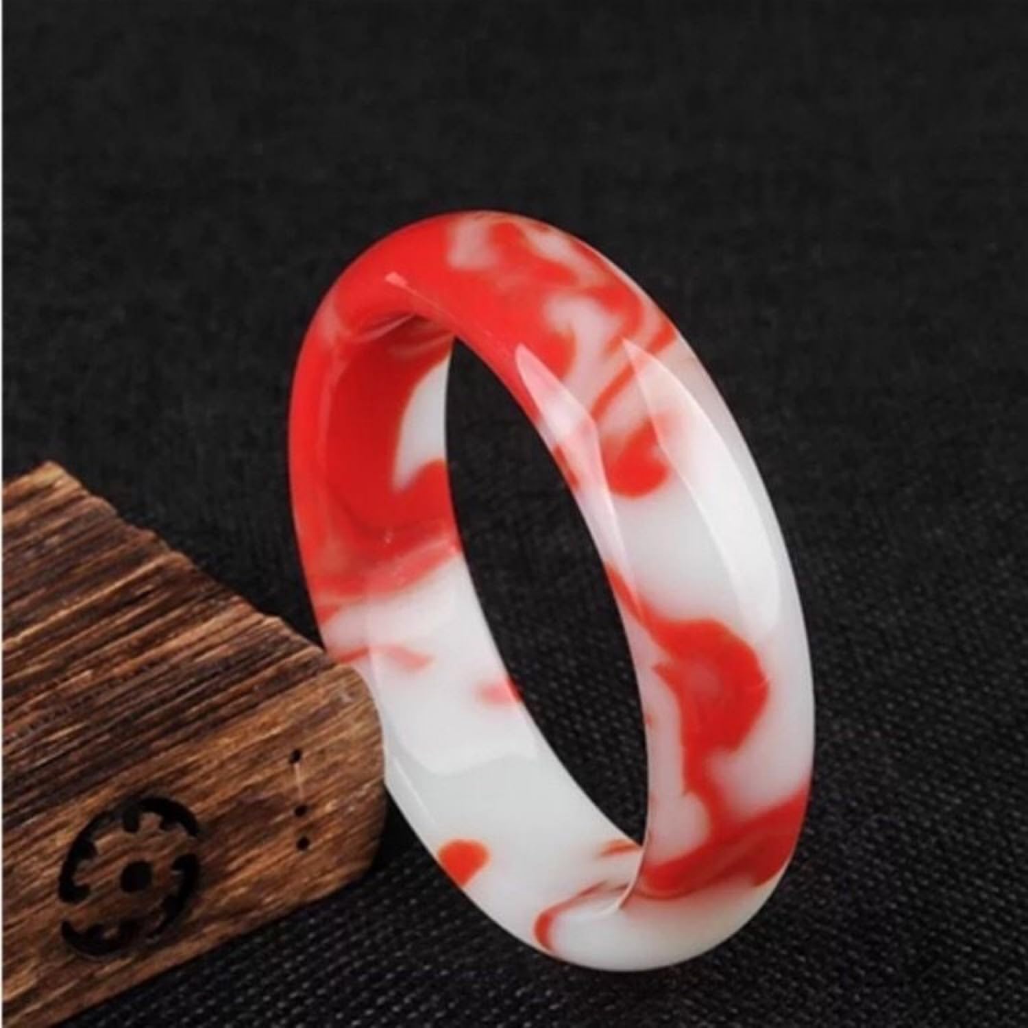 Bracciale per Braccialetto di Gemma Rossa della Mongolia per Donne, Pietra per Sangue di Pollo a Fiori galleggianti a Barra Larga, Giusto per Il Regalo di Una Giovane Donna