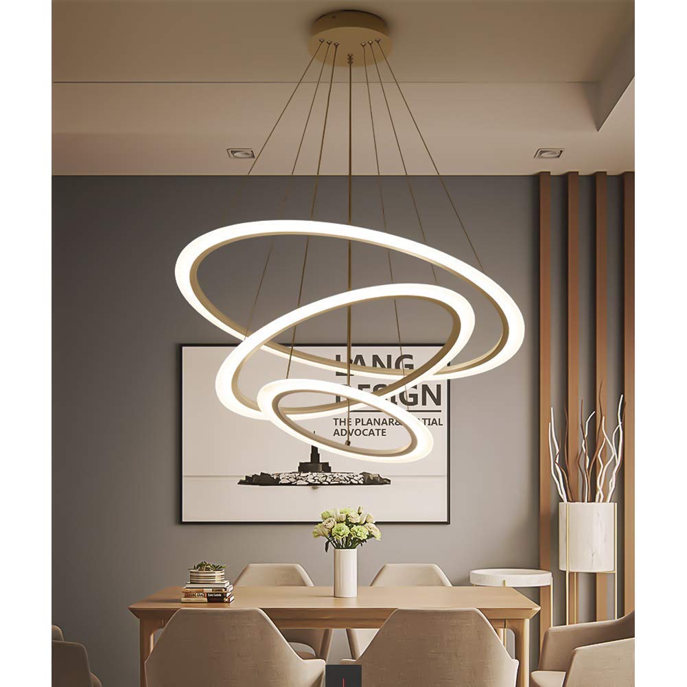 Żyrandol akrylowy Led, 3 pierścienie Oświetlenie wiszące Współczesny kolczyk Lampa wisząca Salon Sypialnia Wisiorek Oprawy oświetleniowe-biały D:30+50+70Cm interesting