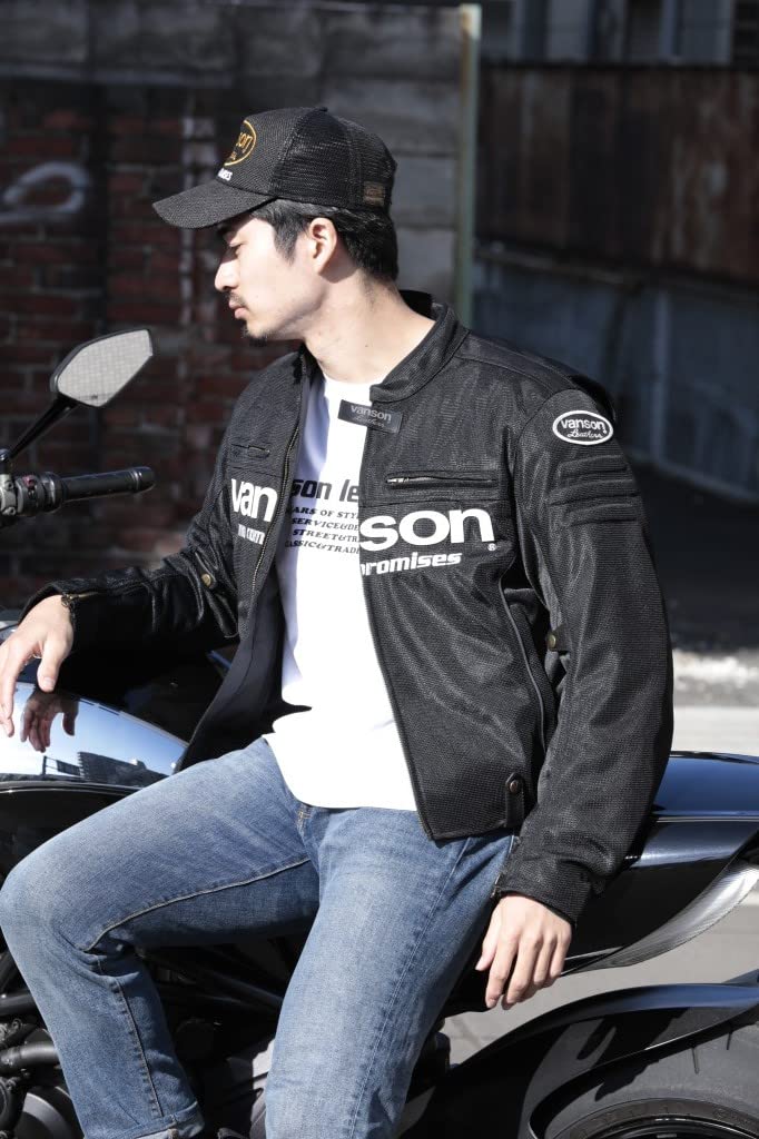 美品 VANSON メッシュ ライダース レーシング ジャケット M レザージャケットのイメージをそのままに機能とスタイルを両立