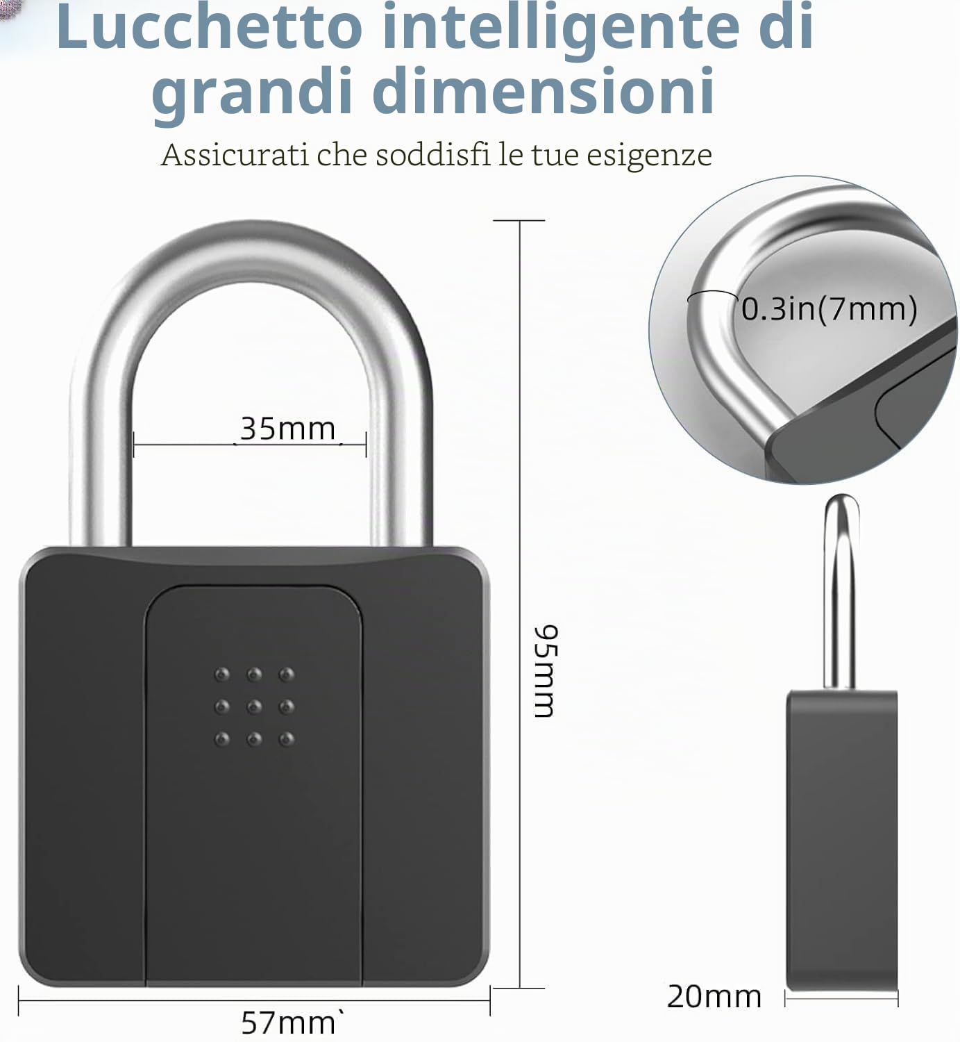 Lucchetto a Impronta Digitale con Chiave, Lucchetto Biometrico con Impronta Digitale Bluetooth, Serratura per Cancello Esterno, Lucchetto Resistente all'acqua per Cancello Esterno, Magazzino