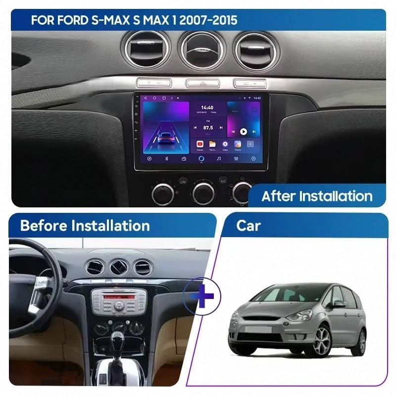 Pantalla Carplay para Ford S-MAX 2007-2015 con Android Auto inalámbrico y 32GB 2