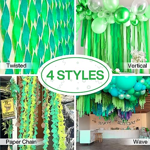 Image of PartyWoo Crepe Paper Streamers 6 Rolls 492ft, Pack of Light Green Streamers Party Decorations, Crepe Paper for Birthday Decorations, Party Decorations, Baby Shower Decorations (1.8 In x 82 Ft /Roll)