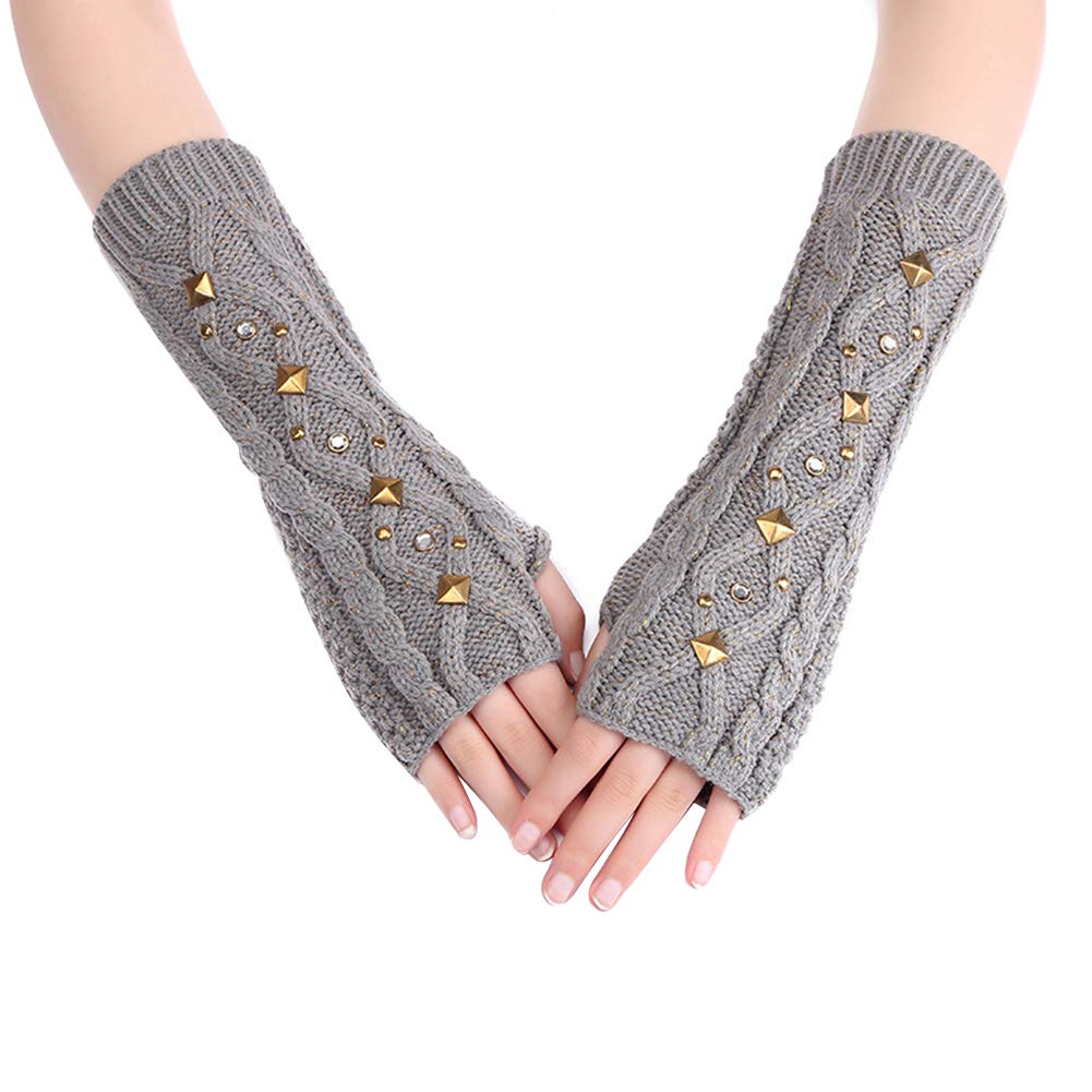 Handschuhe Beige SATINIOR 4 Paar Handschuhe Für Den Winter, Halbfinger, Gestrickt Fingerlos, Warm, Dehnbar, Fuer Damen Und Herren, Hellgrau, Medium 2525418084 Handschuhe & Fäustlinge Für Damen
