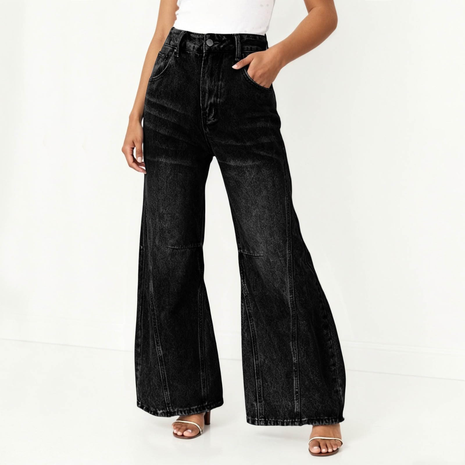 Vaqueros Anchos Mujer Ropa Tejanos Rectos Pantalones Tallas Grandes Casual Pantalón Ligero Baggy Primavera Elasticos Invierno Vaquero