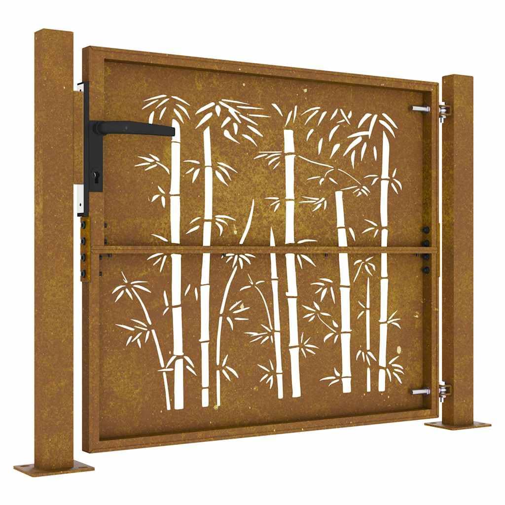 Portal de jardín de acero corten 100 x 100 cm con cerradura y corte