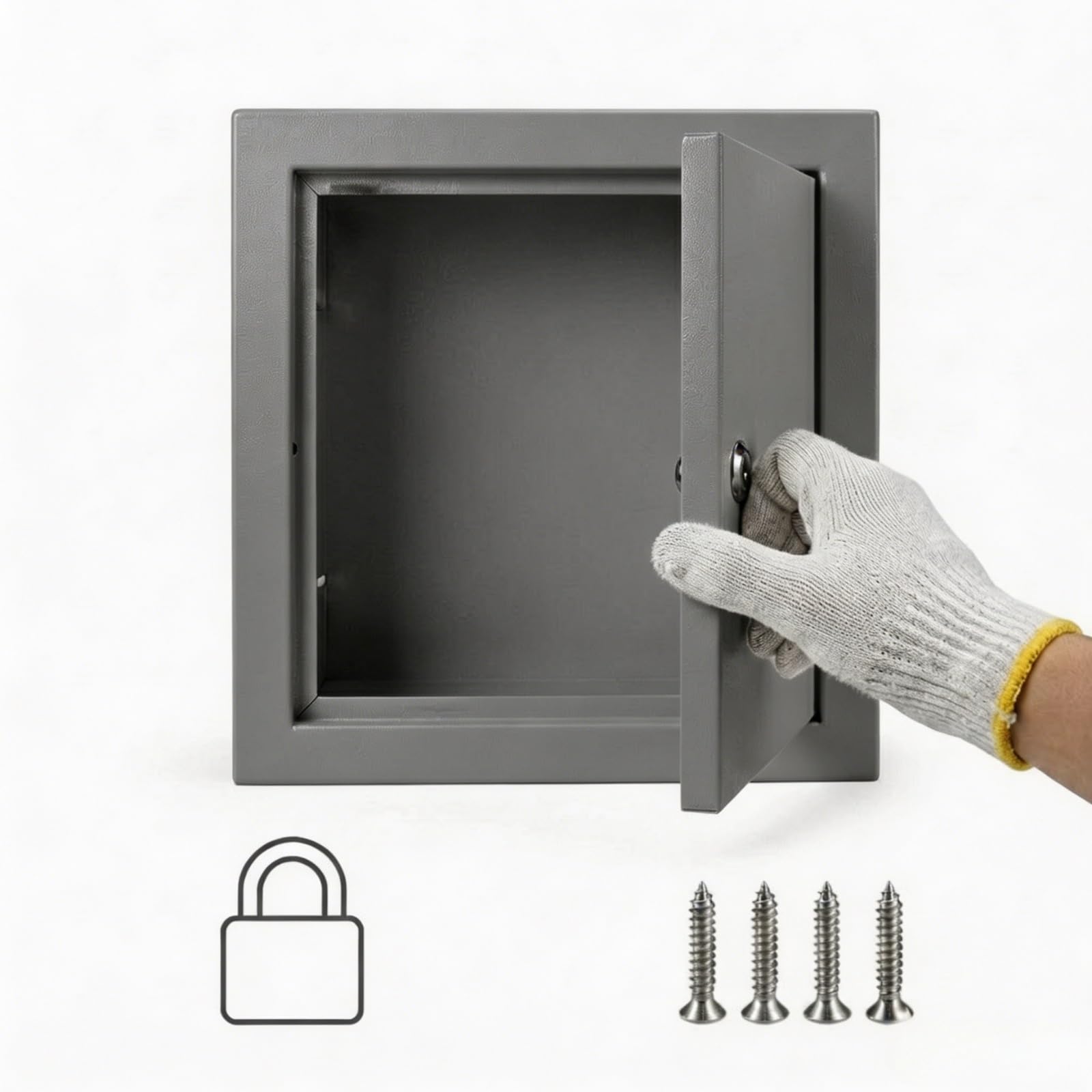 Pannello di accesso in metallo resistente per pareti/soffitto in cartongesso, porta bianca con serratura senza chiave, per scatola dei fusibili, multi-formato da 6 x 6 a 61 x 61 cm (grigio, 600 x 600