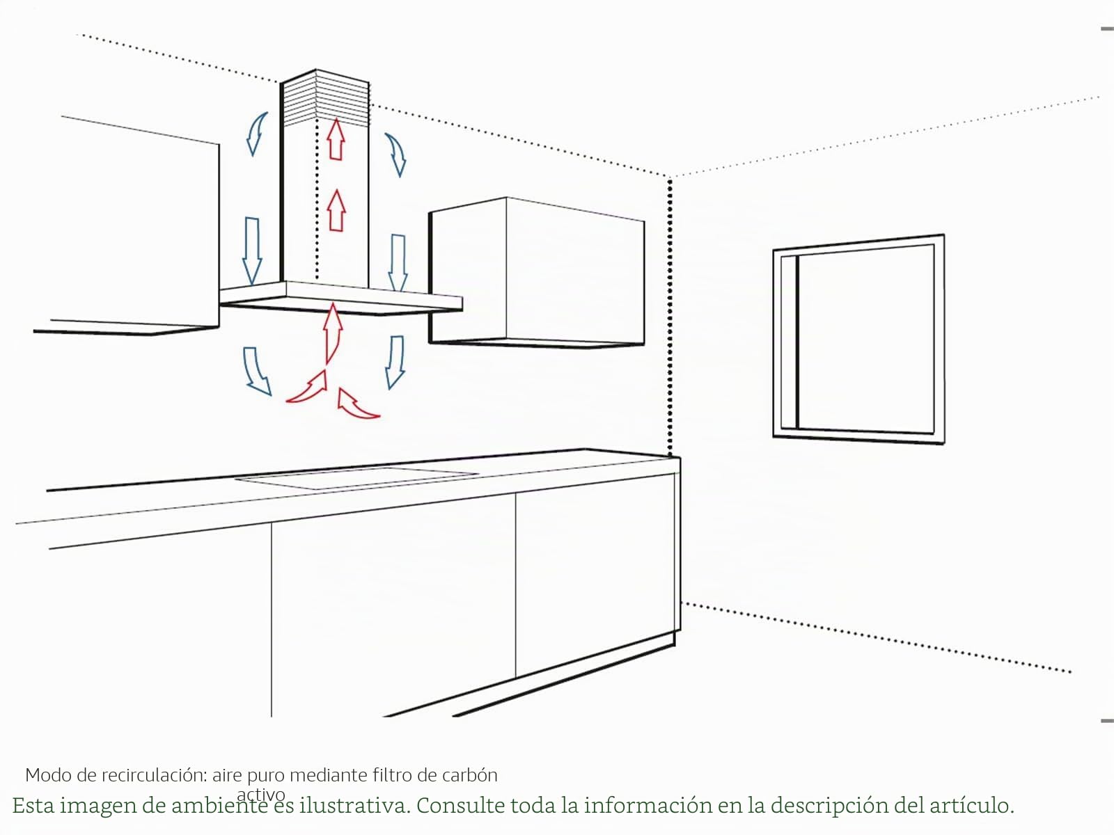 Bosch DEM66AC00 Serie 2 - Campana intermedia (60 cm de ancho, circulación y salida, iluminación LED uniforme, interruptor de pulsador, 3 niveles de potencia, filtro de grasa metálica, apto para