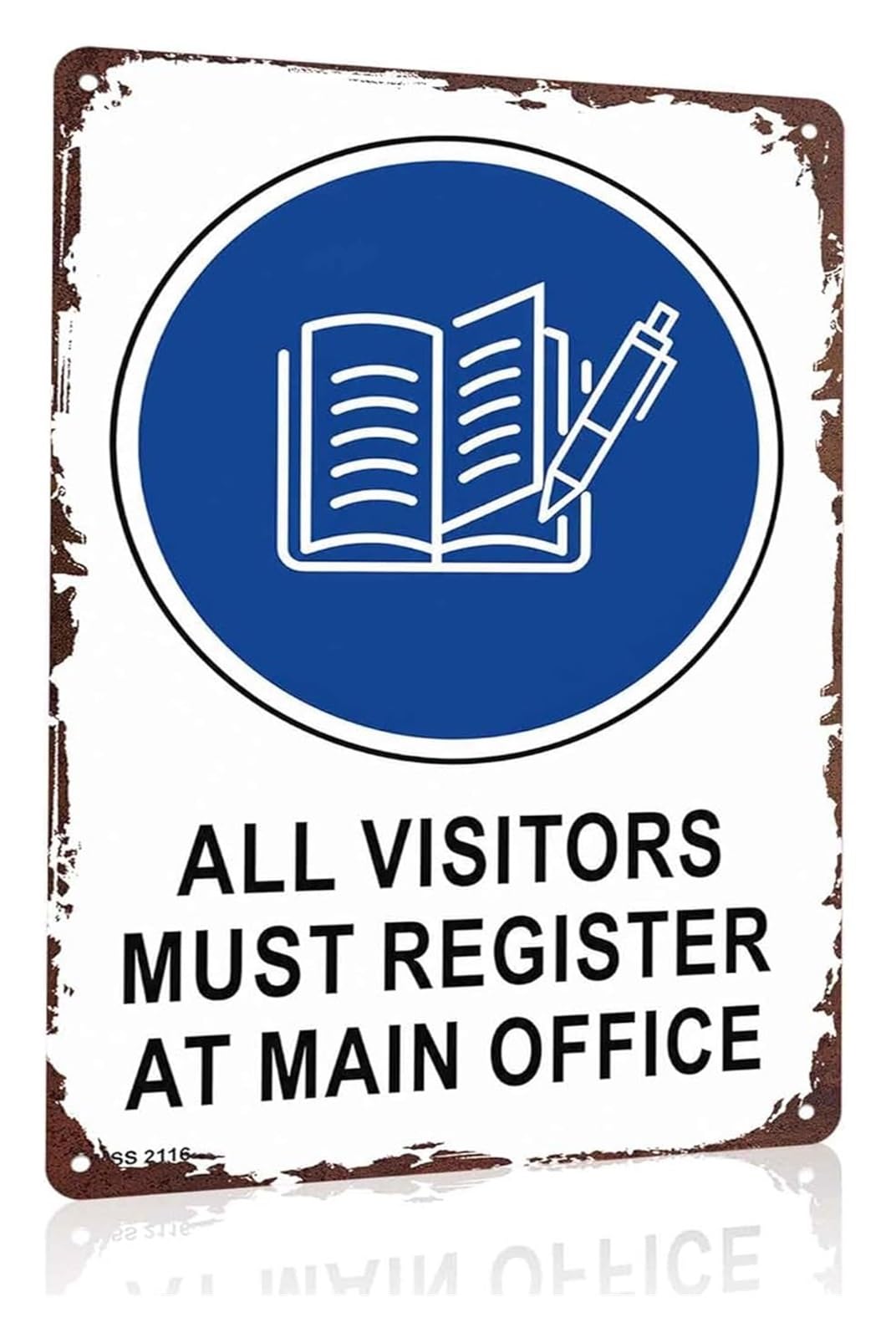 AUOQKQUT Humorous All Visitors Must Register Vintage Metal Tin Sign Office Lobby Reception Warehouse Security Wall-Art 8 X 12 in