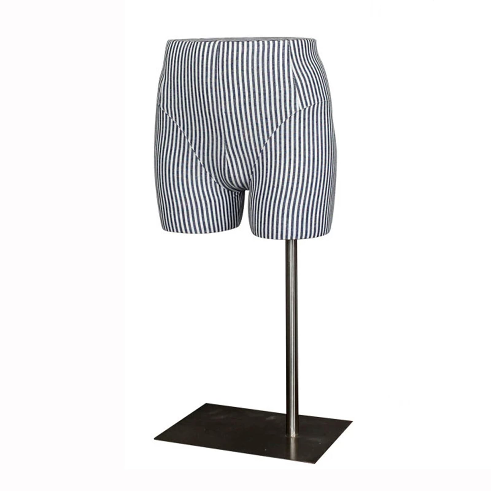 Female Lower Body Mannequin With Wooden Stand, Red Striped Fabric Hip Form, For Pants, Underwear, Lingerie, Boutique(B-Male)