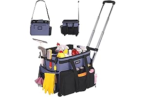 Large Rolling Cleaning Caddy Bag with Detachable Trolley on Wheels