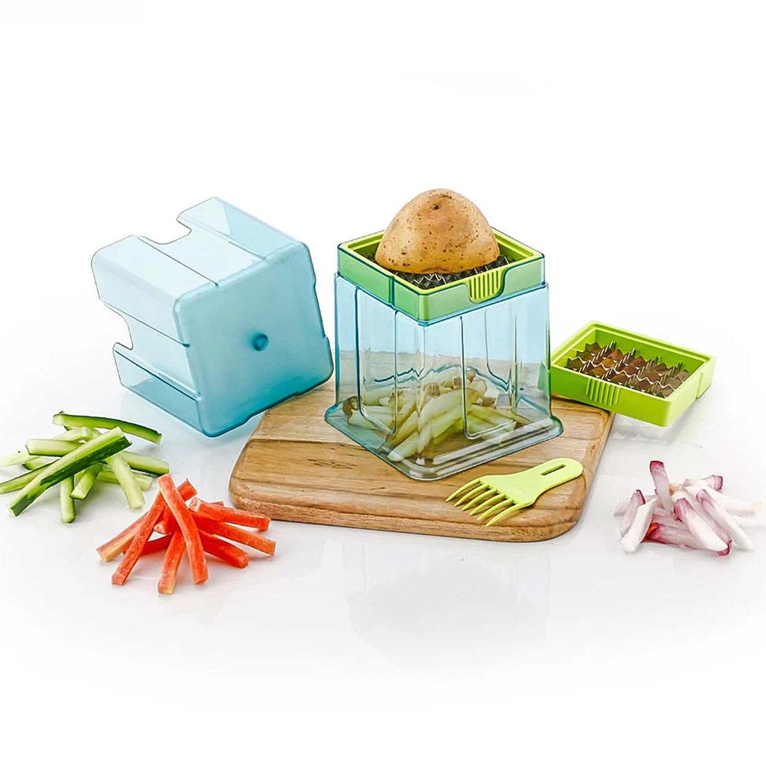 2-in-1 Potato Chipper Slicer, French Fries Maker with Two for Finger Chips, Plastic Kitchen Accessory, Vegetable Fruit Cutter (1 Pc)-image-32