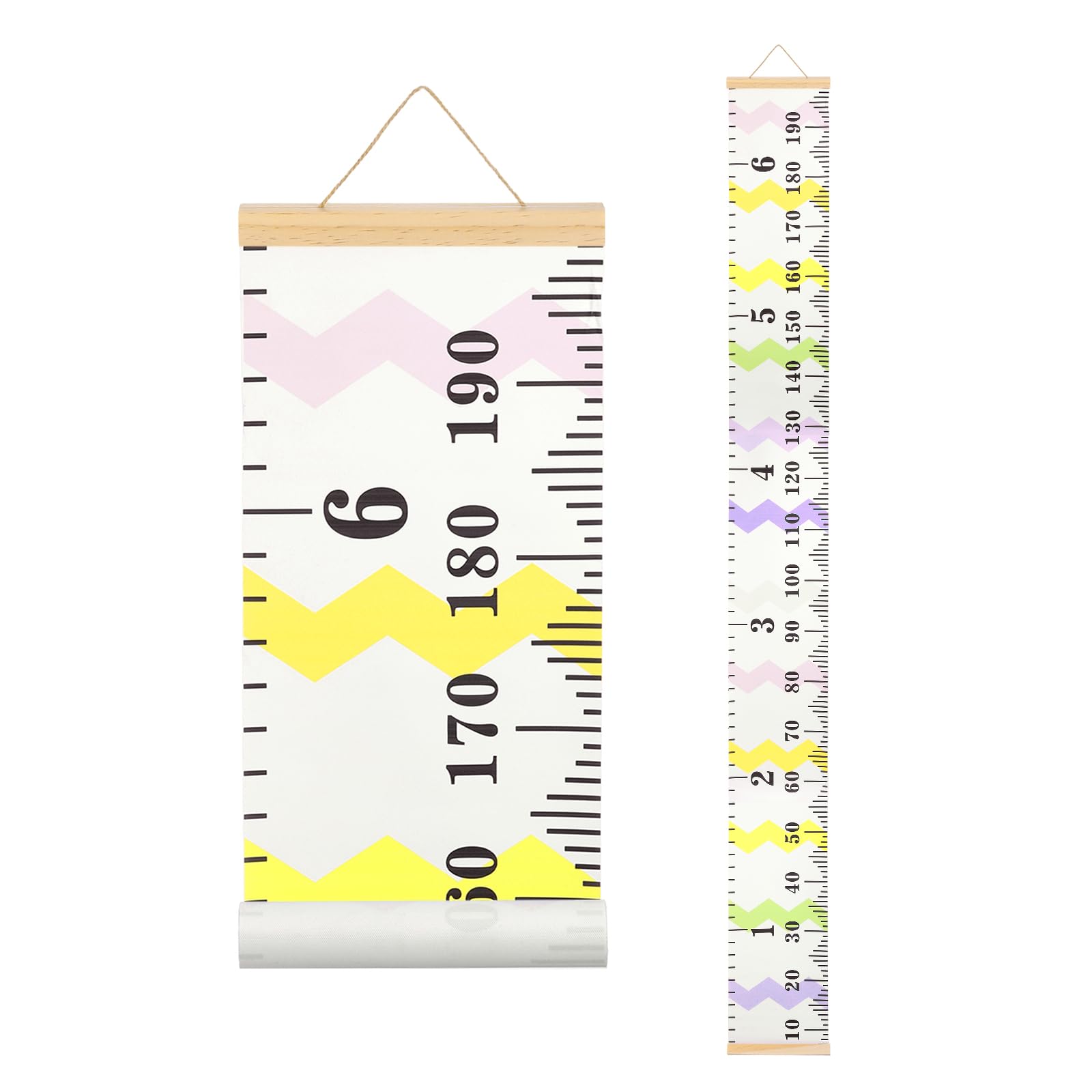 sourcing map Growth Chart for Wall, 195 x 20cm Removable Canvas Height Chart Ruler, Hanging Measurement Ruler for Bedroom Playroom Wall Decor (Multicolor Waves, Wave Style)