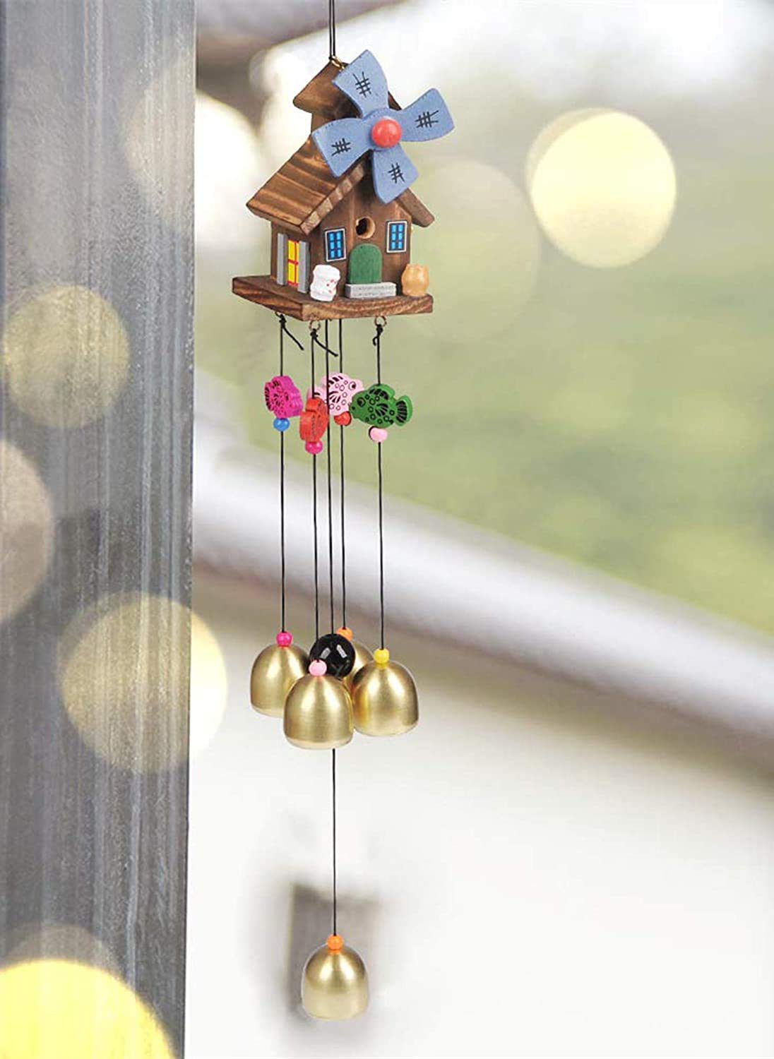 Gupta Fancy Wood Coper Wind Chime for Home Bedroom Balcony Garden Etc. for (Decorate Item)