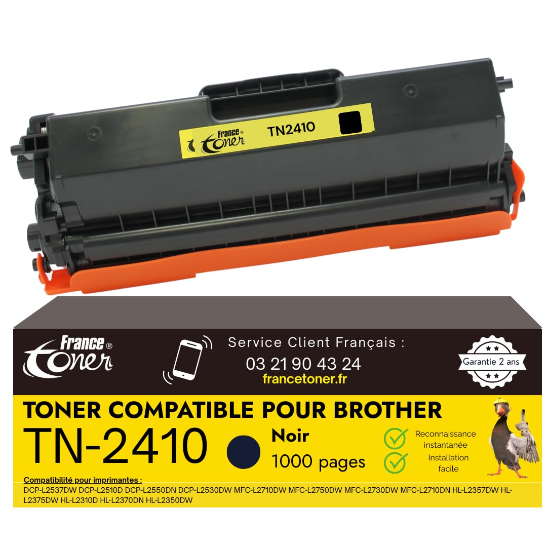 TN-2410 Toner Laser Compatible pour Brother TN2410 Noir | Compatible pour Imprimante DCP L2530DW, MFC L2710DN, L2710DW, L2730DW, L2750DW, Compatible HL L2350DW, L2375DW, HL-L2310D