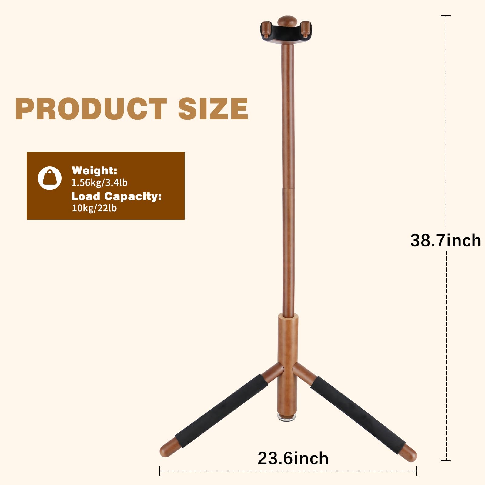 EASTROCK Supporto per Chitarra, piano per chitarra elettrica, chitarra acustica e basso, tripode in legno massiccio con supporto a collo singolo, design stabile per Home Studio (Noce Color)