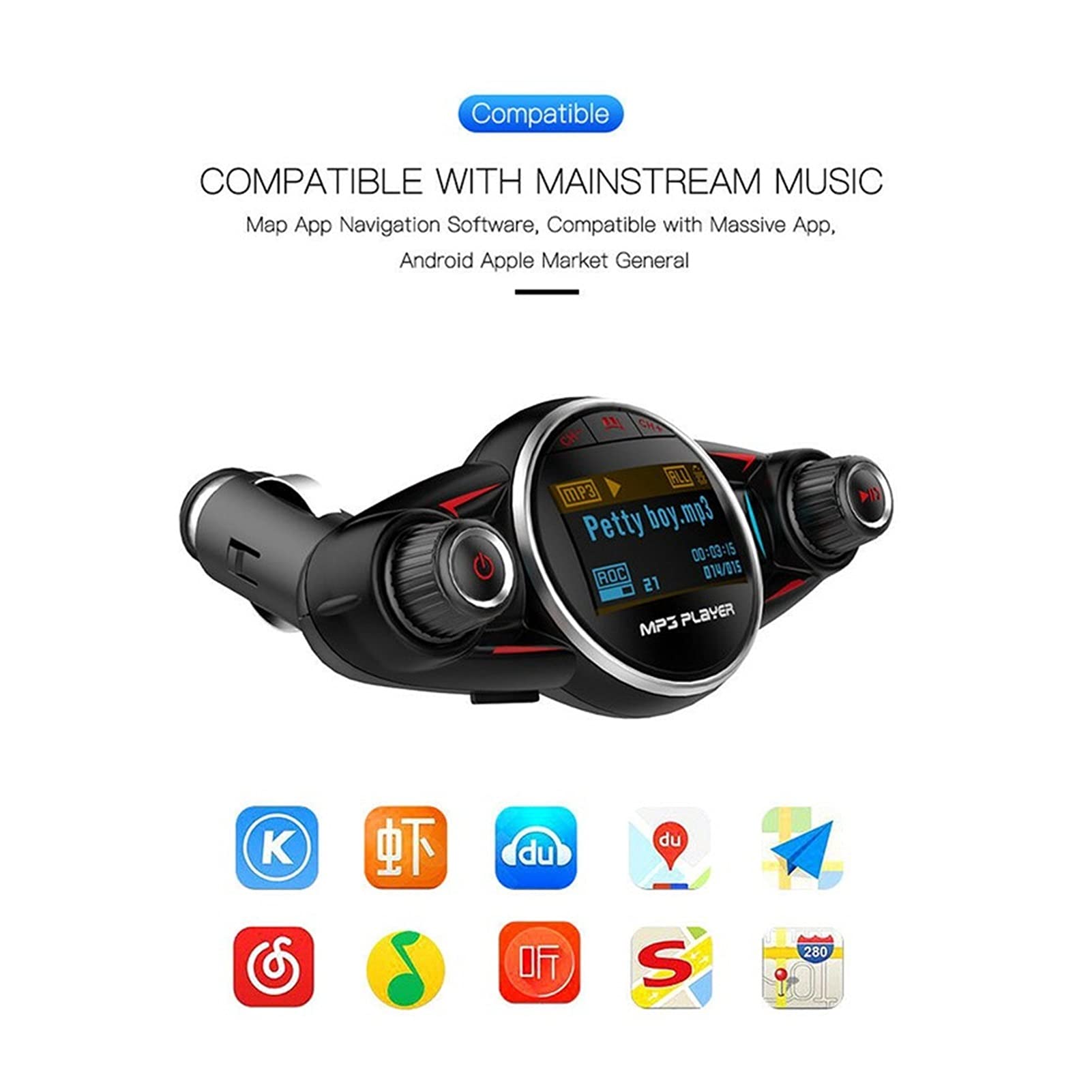 Adattatore Audio Bluetooth. Auto MP3 Player Wireless Bluetooth Vivafree FM. Kit Auto trasmettitore 2. 1A TF AUX. Audio USB Caricabatterie LCD. Display Car. FM. Modulatore