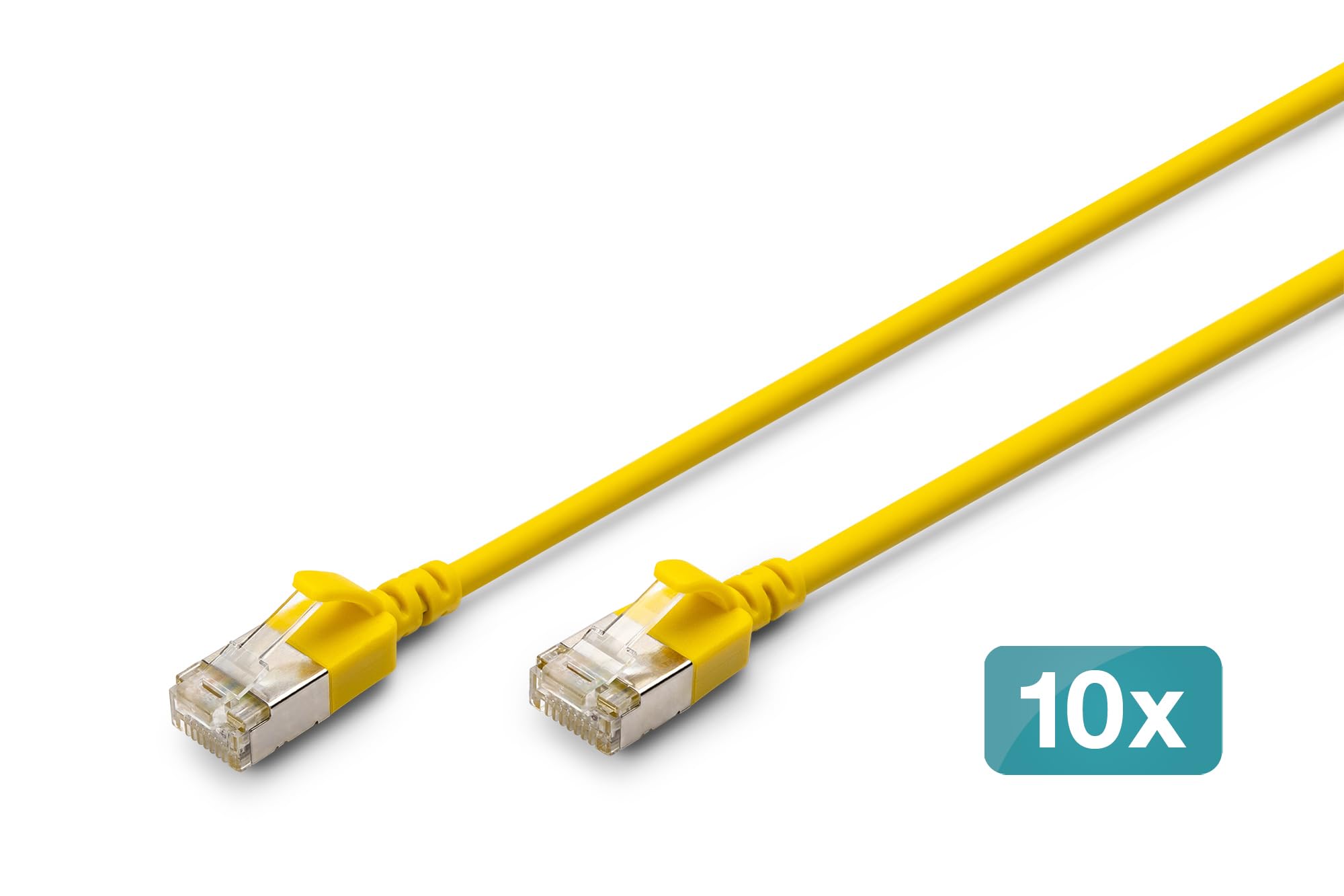 DIGITUS Câble LAN Cat 6A – 5 m – 10 pièces – Slim – F/FTP – Jaune | 10 Gbit/s – Blindé – PoE+ – AWG 32/7 – LSZH – Câble réseau RJ45 – Compatible Cat 6 et Cat 7
