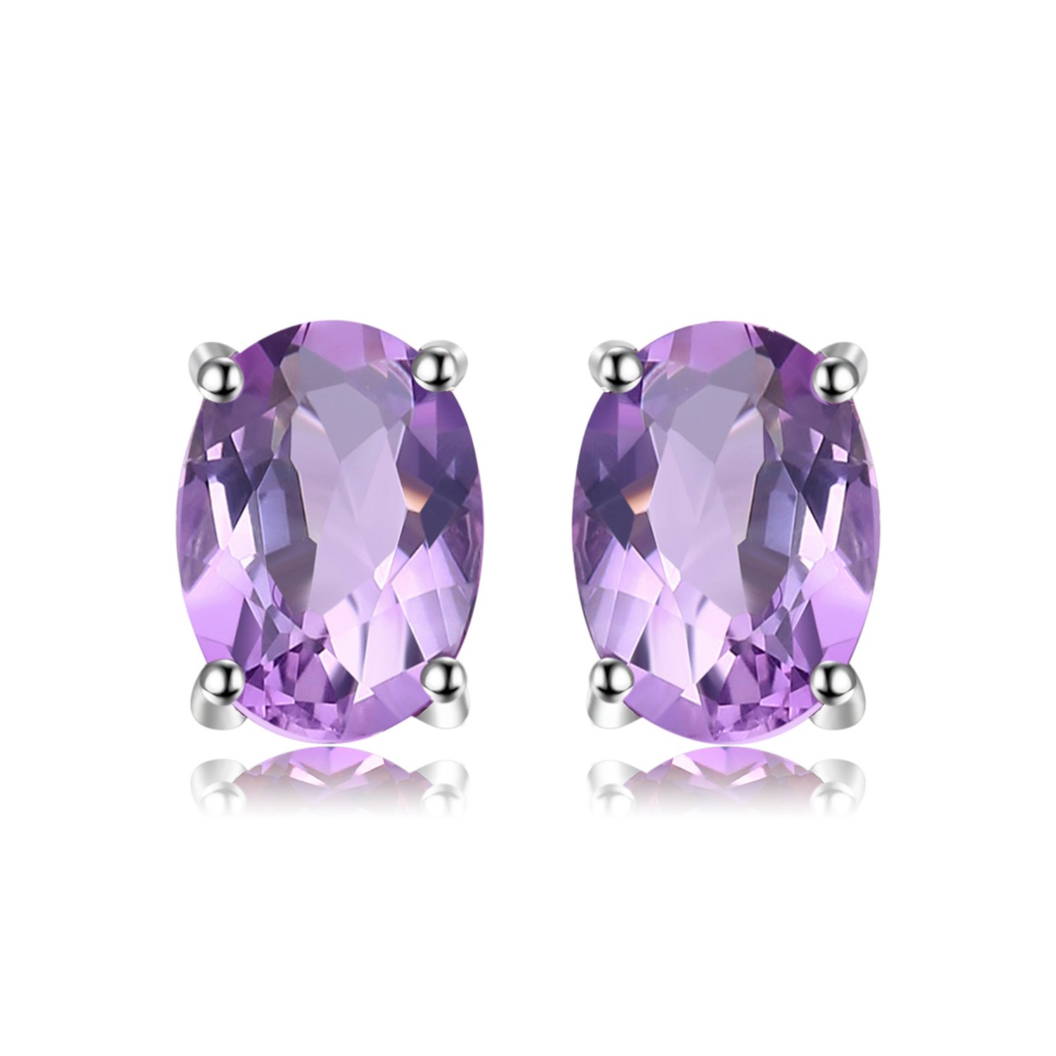 JewelryPalace Natural Garnet Peridot Amethyst Citrine Blue Topaz Birthstone Stud Earrings for Women, 14k Gold Plated 925 Sterling Silver Earrings for Women, Gemstones Jewelry Sets for Girls