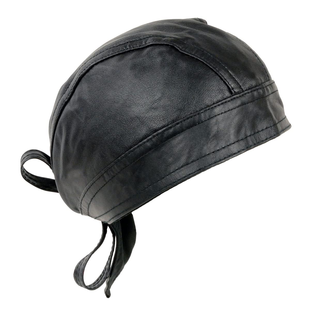 SH319 Unisex Black Leather Skull Cap