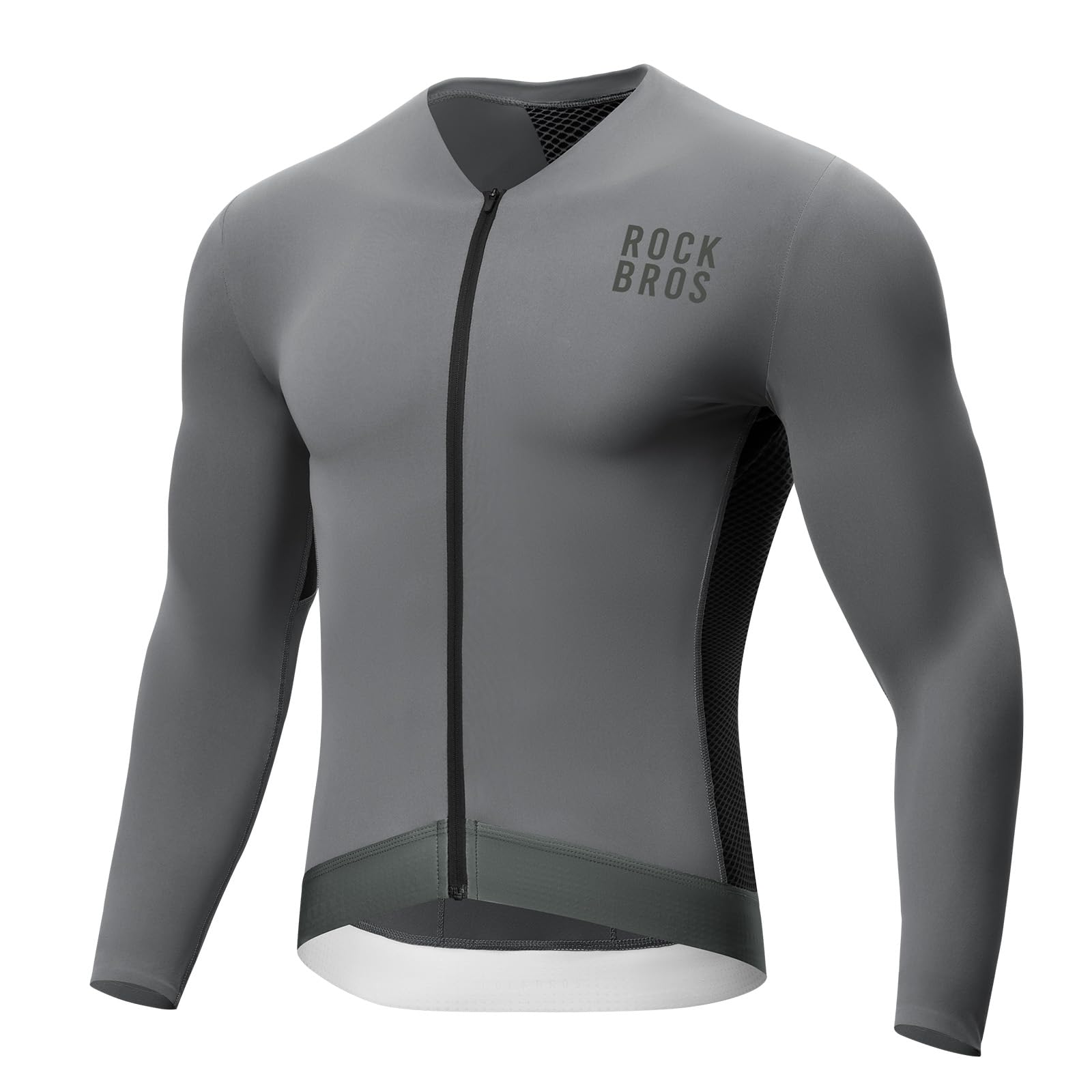 ROCKBROS Koszulka rowerowa męska z długim rękawem, koszulka rowerowa, oddychająca, szybkoschnąca, z 3 kieszeniami, odblaskowe spodenki rowerowe do MTB BMX, biegania, jazdy na rowerze i wędrówek