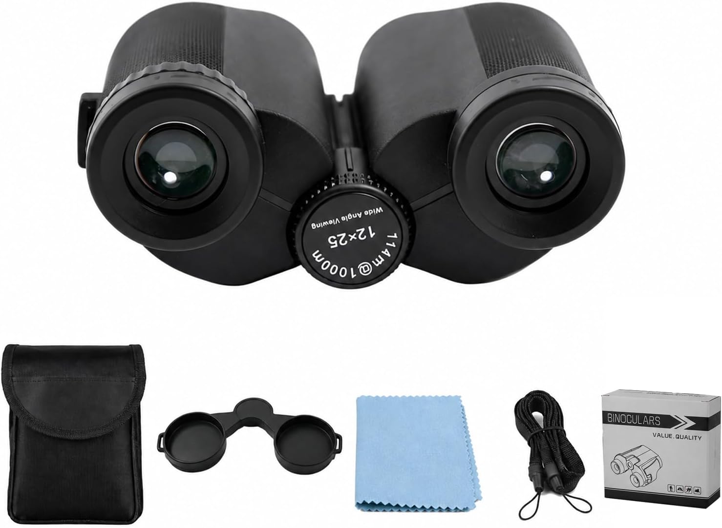 Binoculars 12x25 for Adults Waterproof Binoculars Low-Light Night Vision Binoculars High Magnification HD Binoculars for Bird Watching,Hunting,Traveling,Sports Events,Hiking,Outdoor Activities