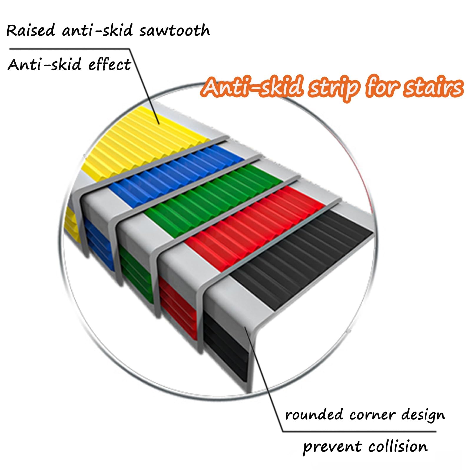 Autoadhesivo De Borde para Escaleras en Forma De L, Tiras Antideslizantes para Peldaños, Material De Pvc Tiras Antideslizantes Autoadhesivas, Adhesivo Y Antideslizante, Apto para Escaleras ( Color : A