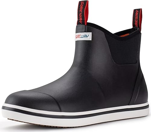 SUREWAY Botas de cubierta profesionales antideslizantes para pesca y tobillo para hombre, botas de lluvia impermeables