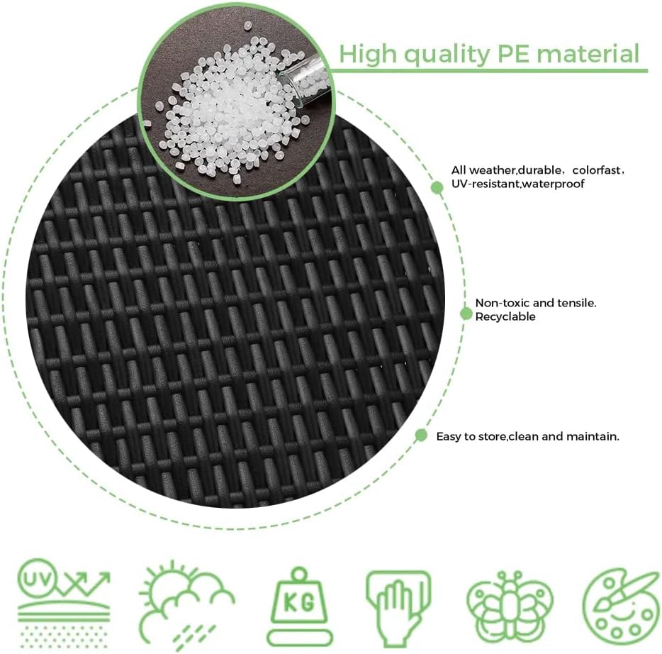 Miniatura 8 de Kit de reparación de mimbre negro de 130 pies con herramienta de tejido de acero inoxidable, material de ratán de plástico para muebles de ratán de