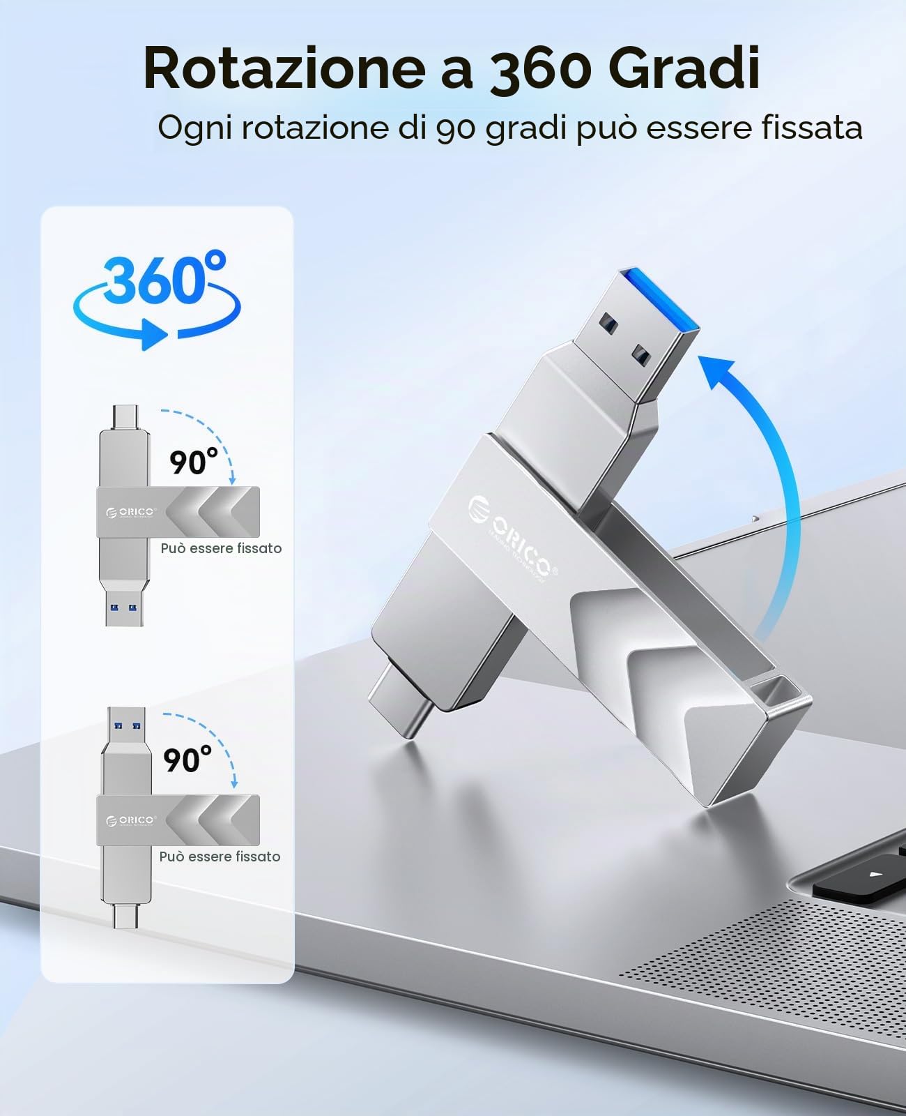 ORICO 512GB Esterno SSD fino a 1050MB/s, USB 3.2 Gen 2 Unità a Stato Solido Esterne, Hard Disk Esterno SSD per iPhone 16 Series, iPhone 15 Series, Smartphone di tipo C, Mac, Veicolo G202