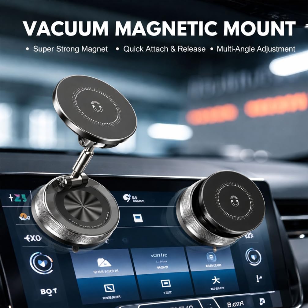 Soporte Magnético para Móvil de Coche, Soporte con Ventosa para Salpicadero y Parabrisas, Ajustable 360 Grados, para iPhone 17 16 15 Samsung Android