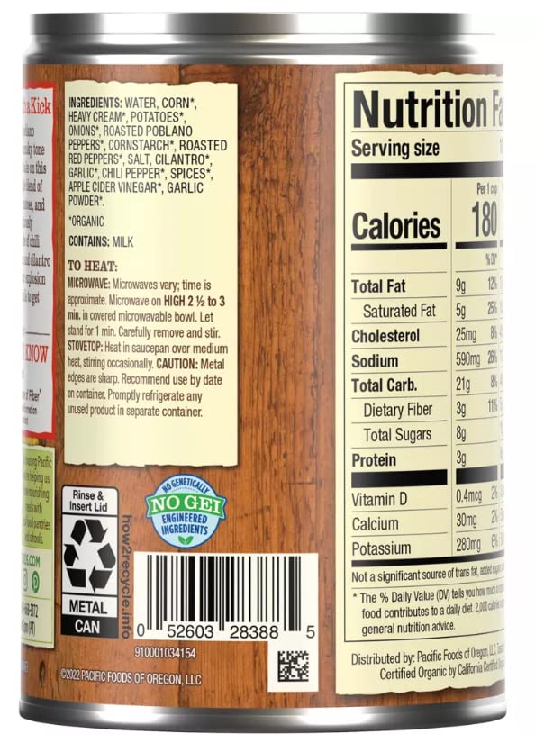 Pacific Natural Foods Pepper and Corn Chowder Soup, 16.3 oz