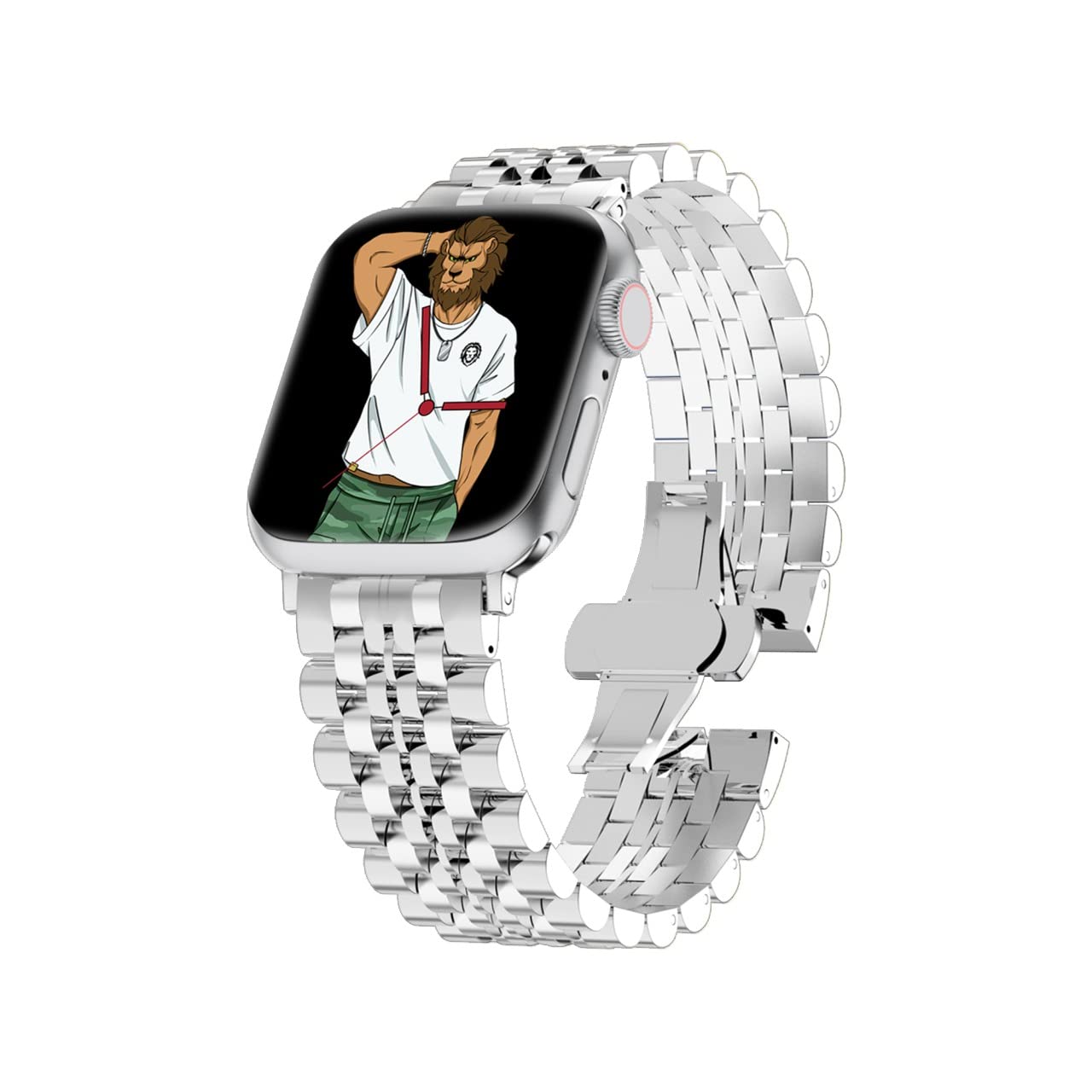 Green LionMettalic Picolla Acero Correa Bracelet Watch Strap Compatible for Apple Watch 42 / 44mm | Fit & Comfortable | Metal Link Bracelet | Replacement Wrist Band