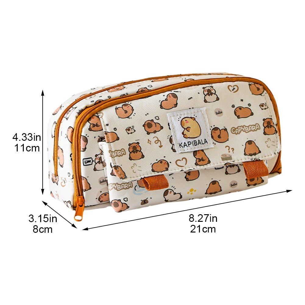Capybara Trousse à crayons Capybara avec grande capacité, compartiments transparents pour