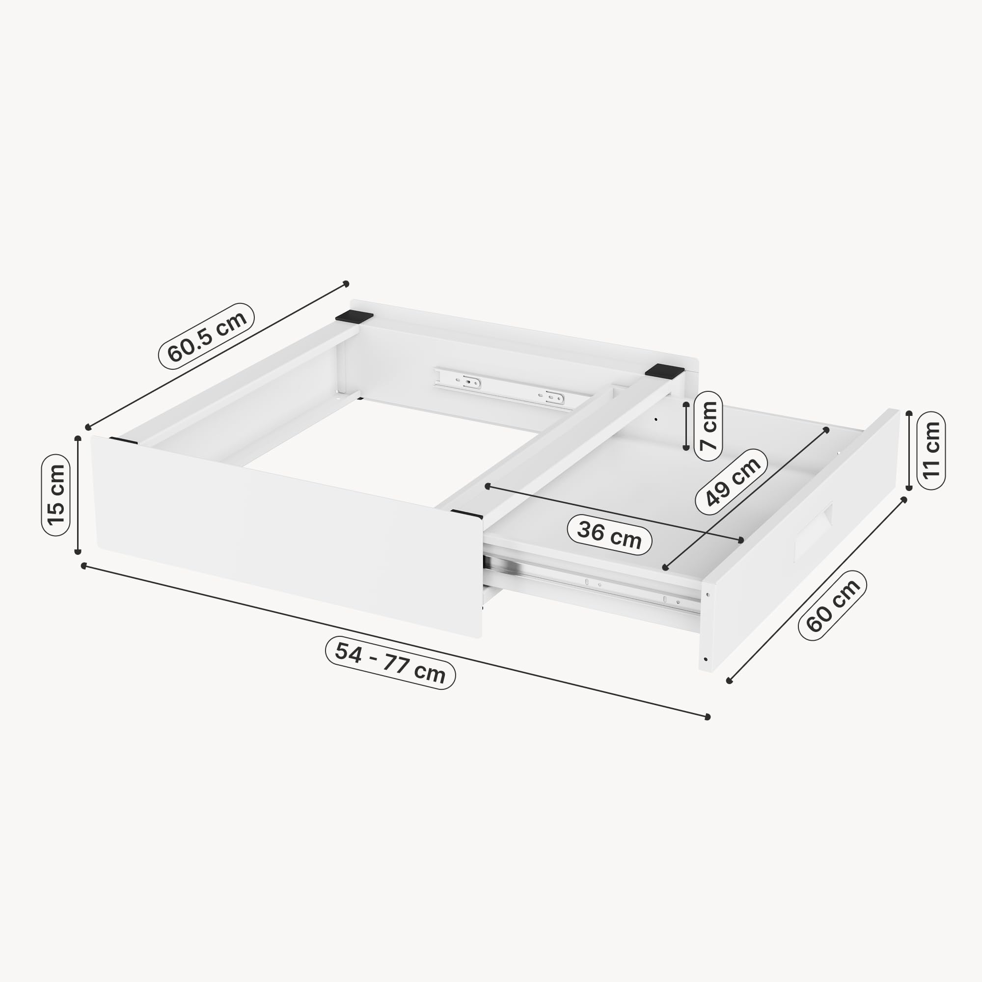 [en.casa] Kit Sovrapposizione Lavatrice Asciugatrice 61x54 cm Bianco | Set Congiunzione Accatastamento Supporto Universale Con Cassetto Cinghia di Fissaggio Colonna Bucato in Acciaio