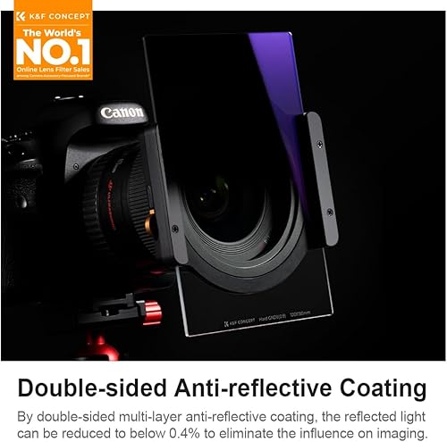 Miniatura 2 de K&F CONCEPT Filtro de densidad neutra graduado duro ND8 (3 topes) de 3.937 in x 5.906 in con 28 recubrimientos multicapa resistente al agua y