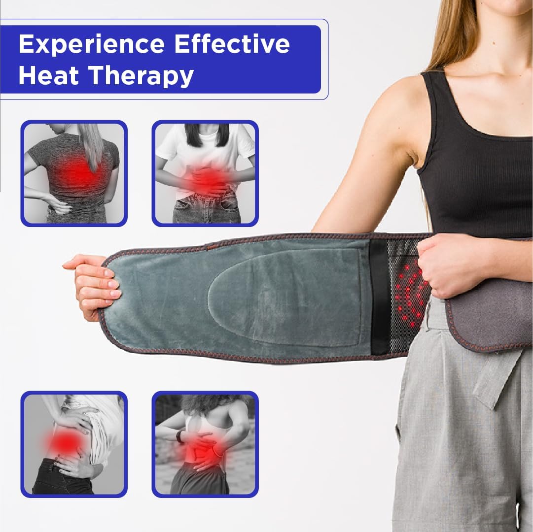 Heated Belt Wrap - Cordless Heating Pad for Back Massager with Vibration, Heated Back Brace with 3 Heating and Speed Adjustable Setting, Wearable Brace Wrap, Portable Lower Back Massager (Belt)